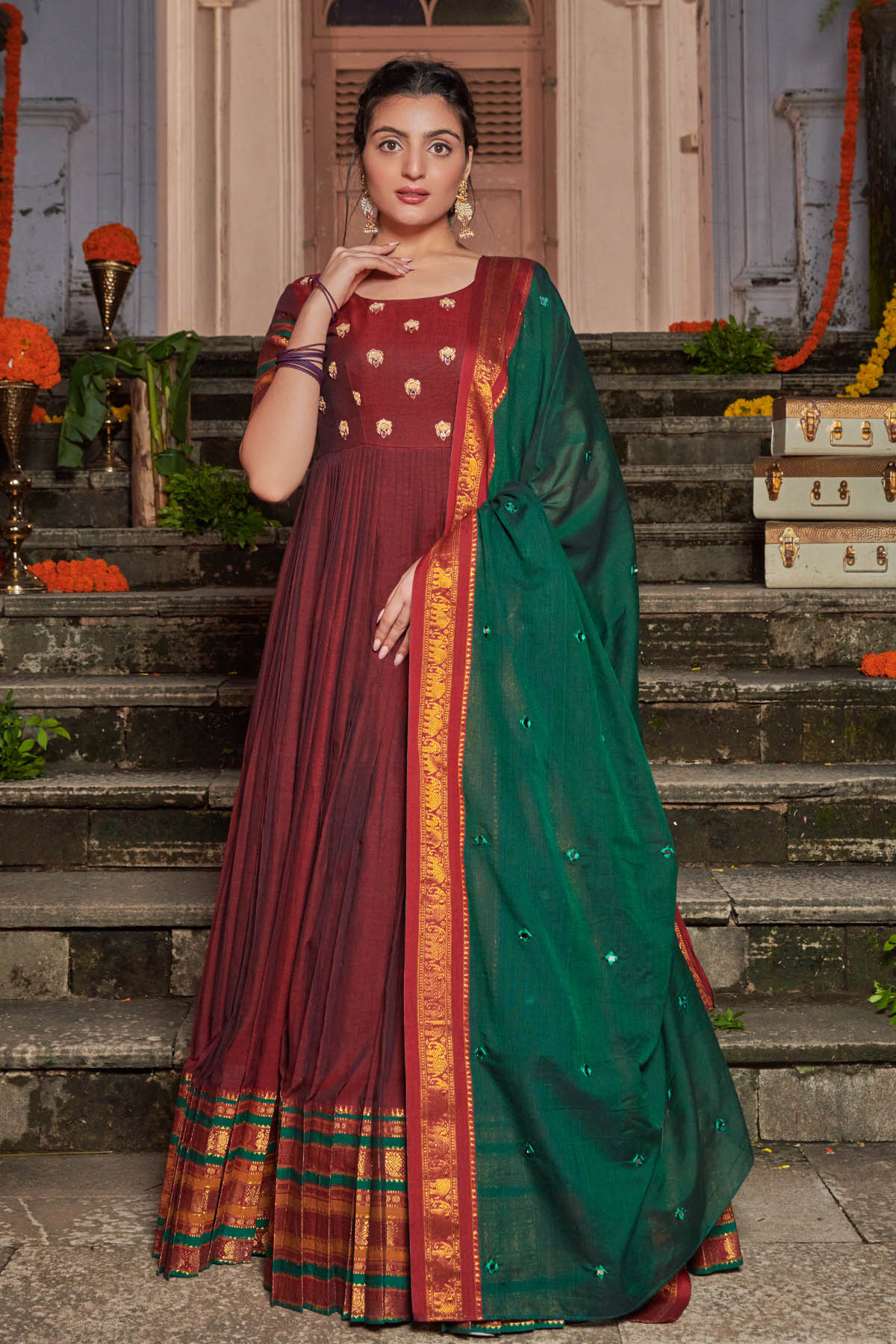 Anarkali dress made deals by saree