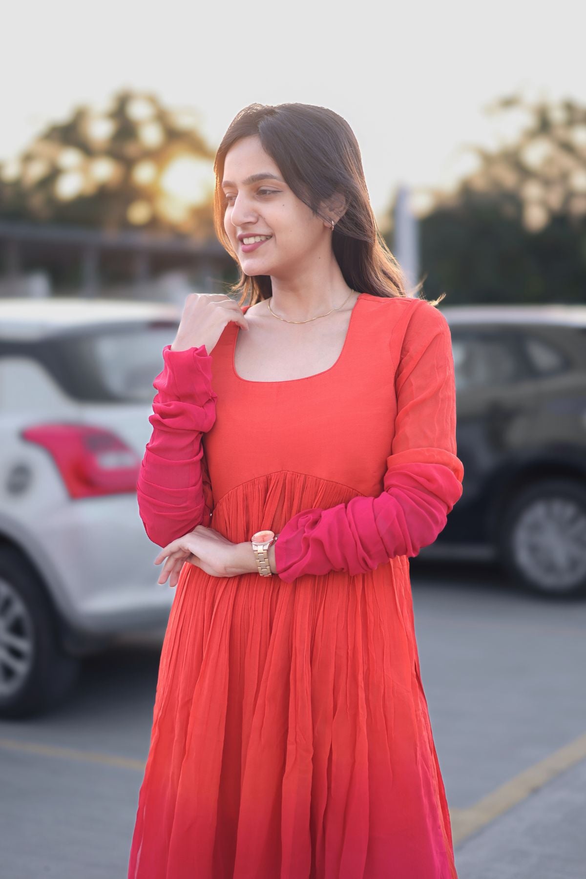 Aura Palazzo Set in Orange PC1039N