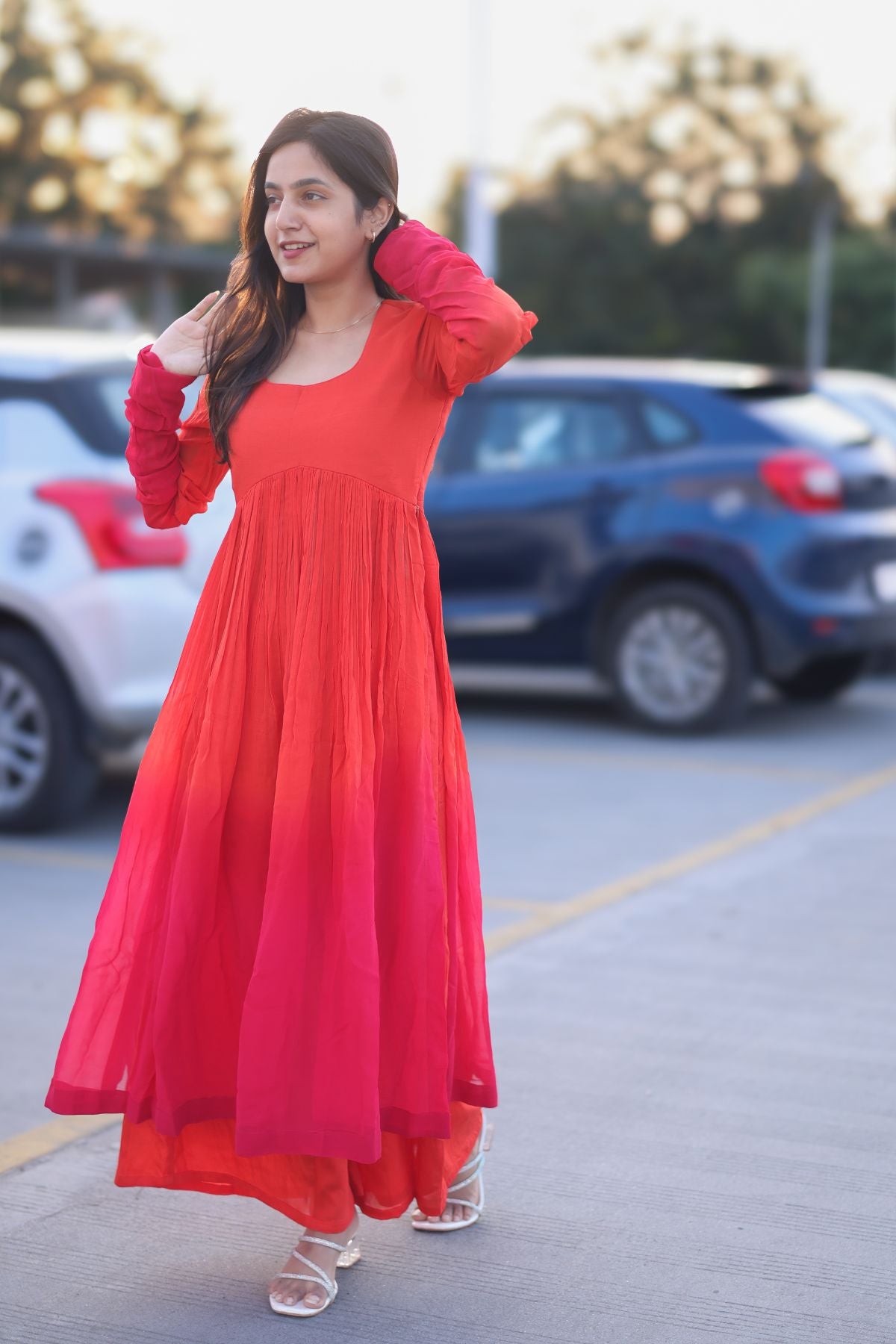 Aura Palazzo Set in Orange PC1039N