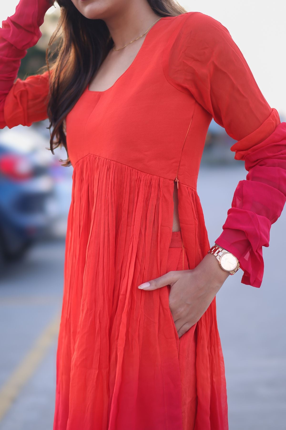 Aura Palazzo Set in Orange PC1039N