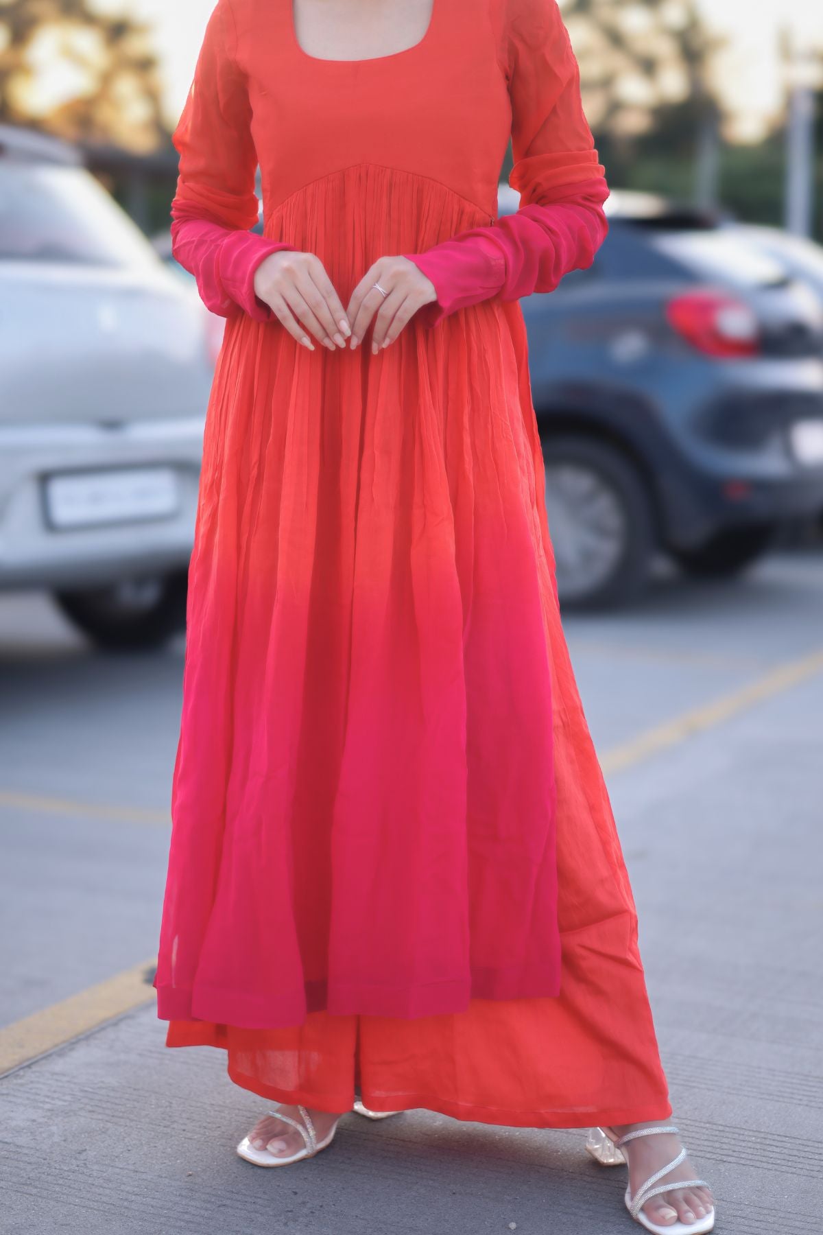 Aura Palazzo Set in Orange PC1039N