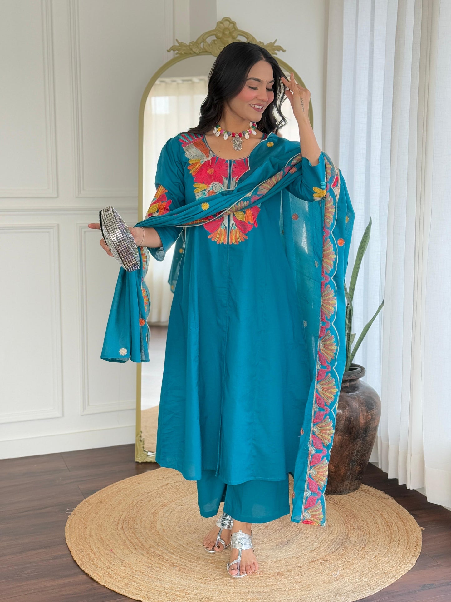 Premium Cotton embroidered suit