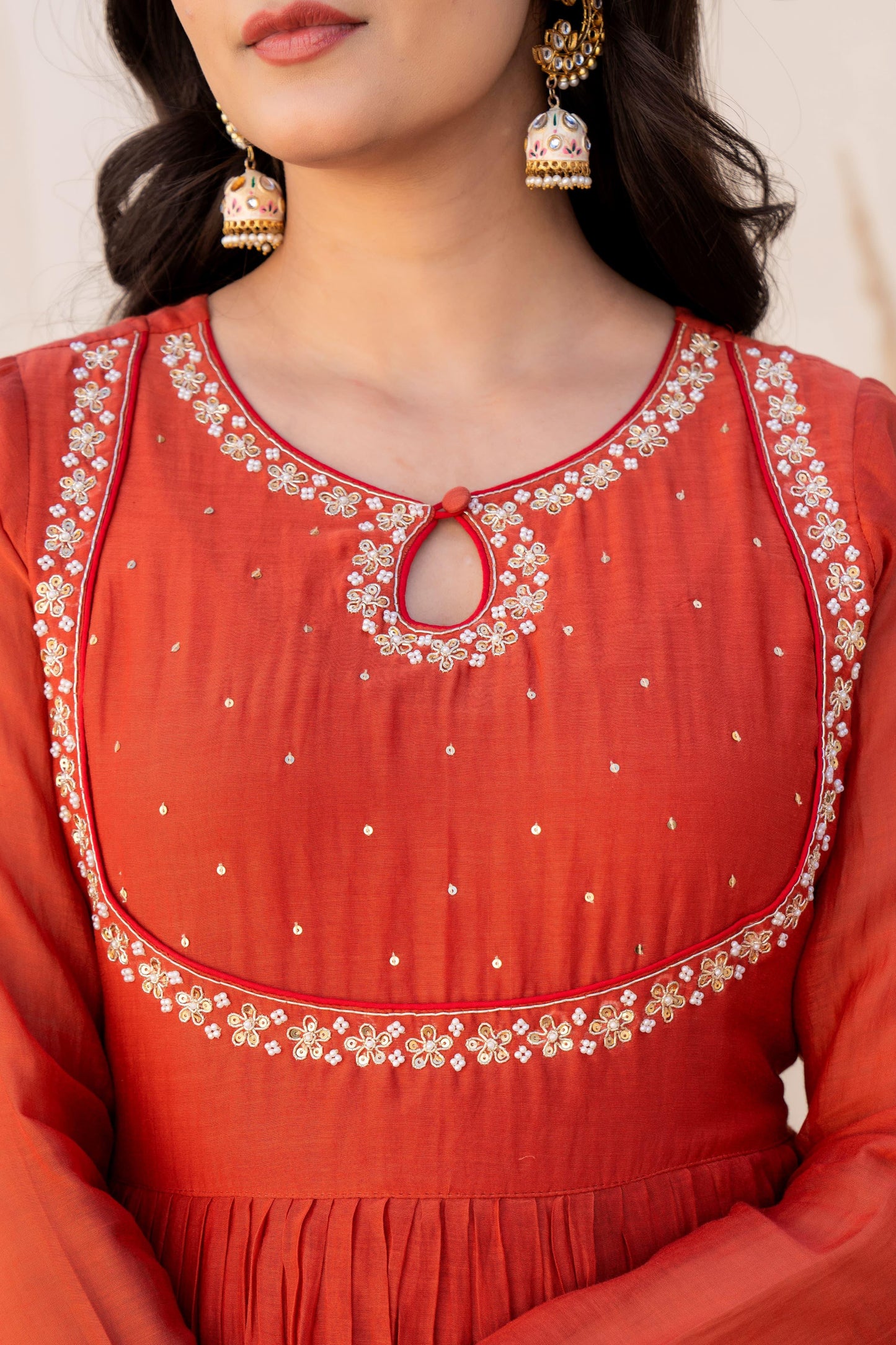 Rust orange sequence suit