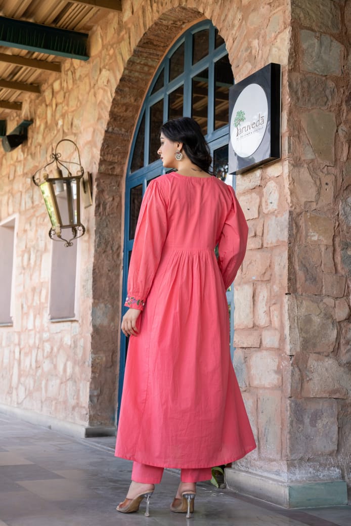 Floral embroidery Mul cotton suit