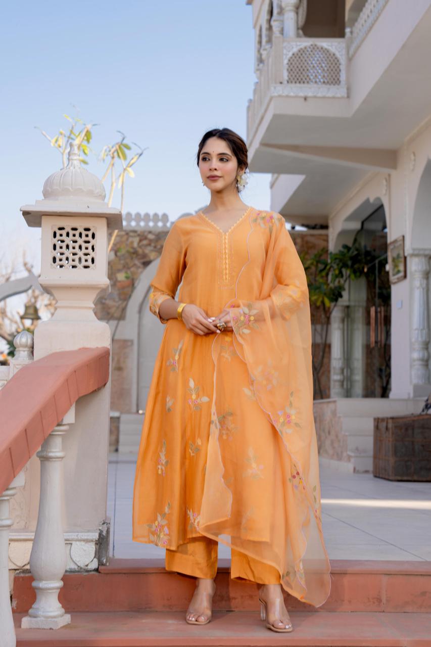 Pastel orange suit