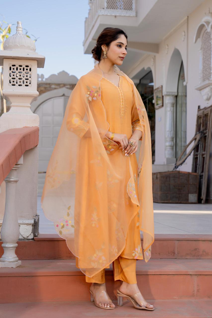 Pastel orange suit