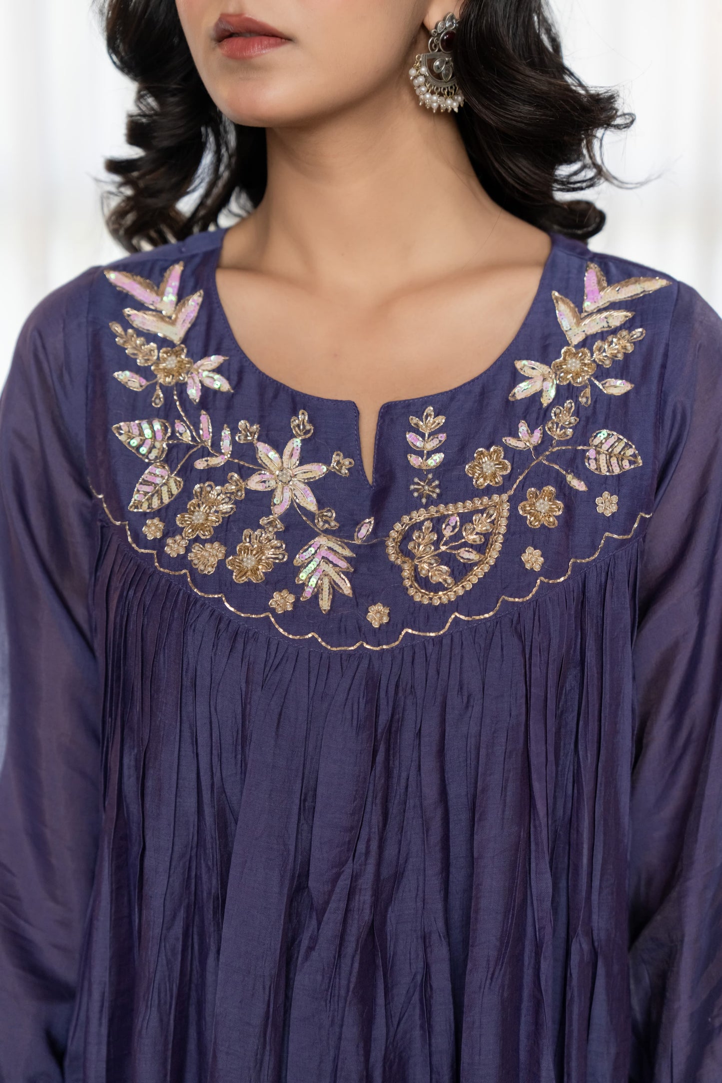 Handwork mul chanderi  suit