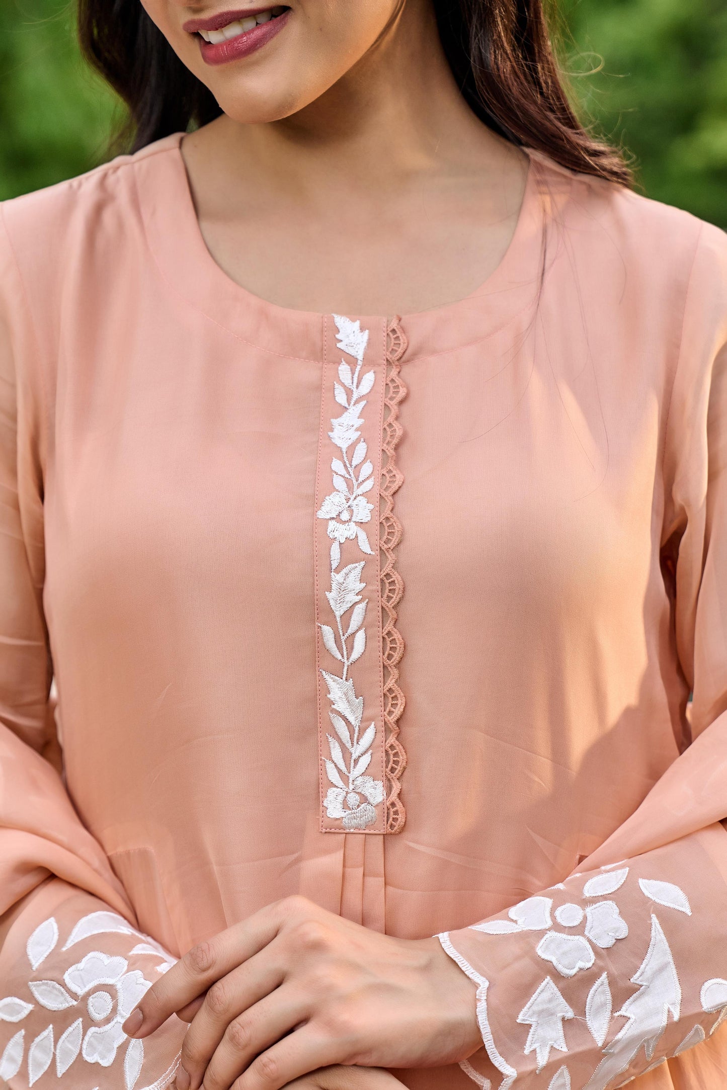 Coral Charm Chanderi Suit Set