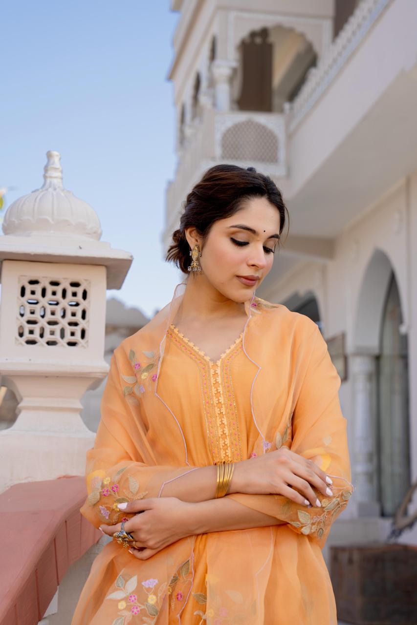 Pastel orange suit