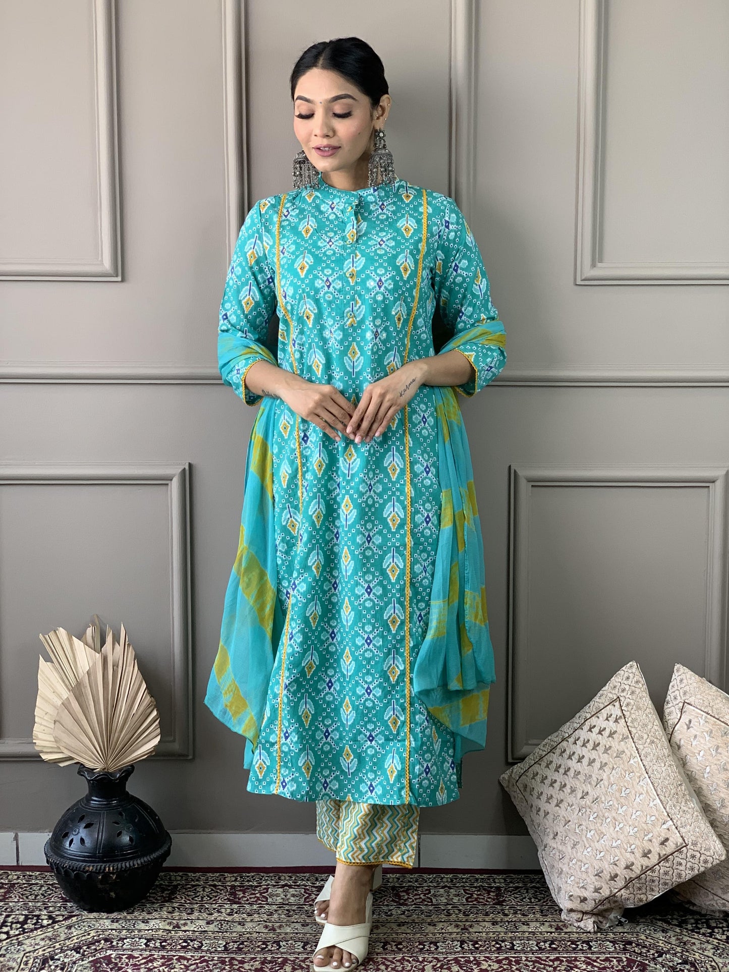 Premium Cotton embroidered suit set