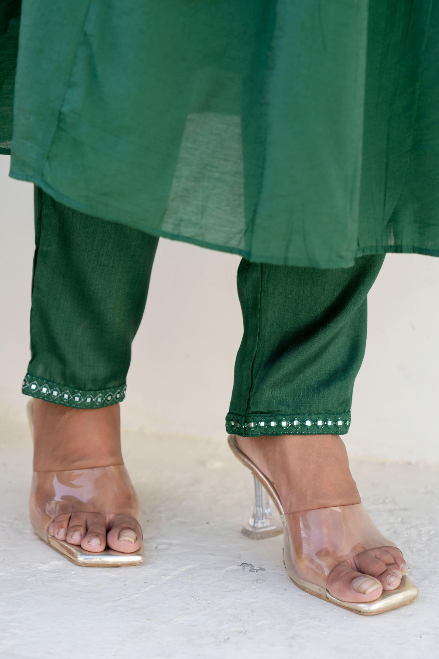 Mirror embroidery mulchanderi suit