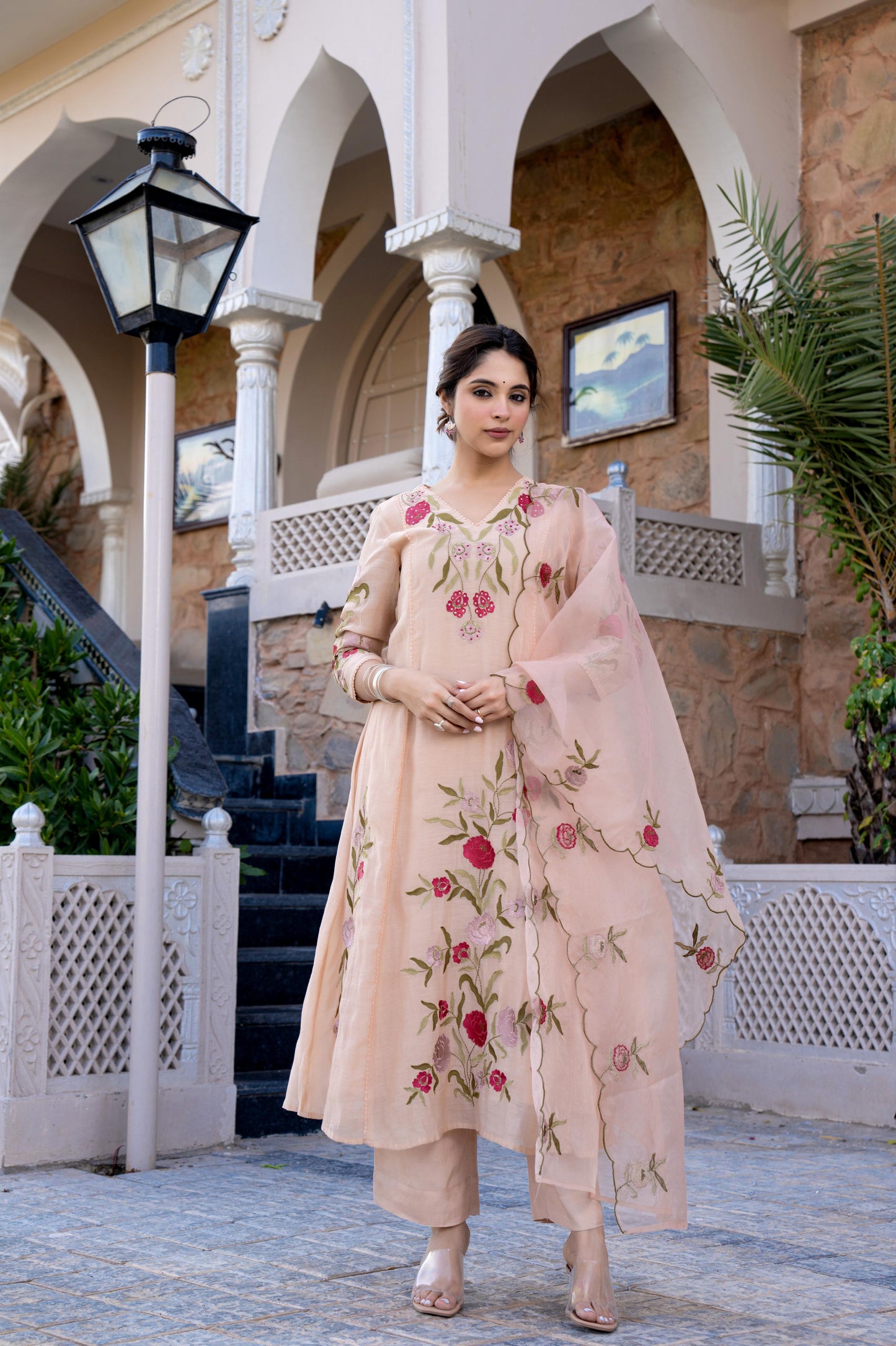 Nude mul chanderi suit