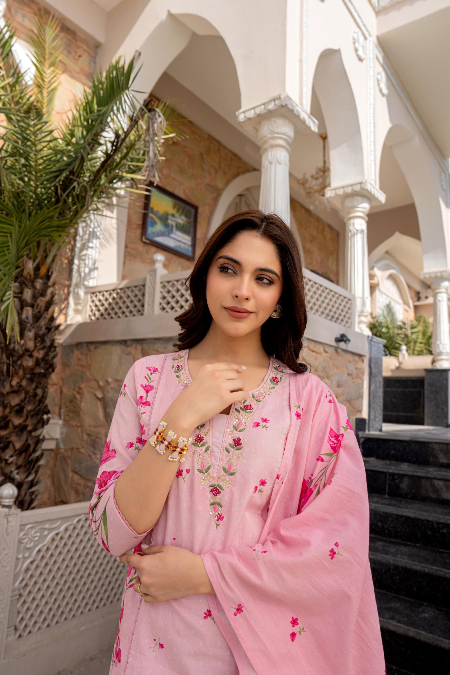 Pink Glow Cotton Suit