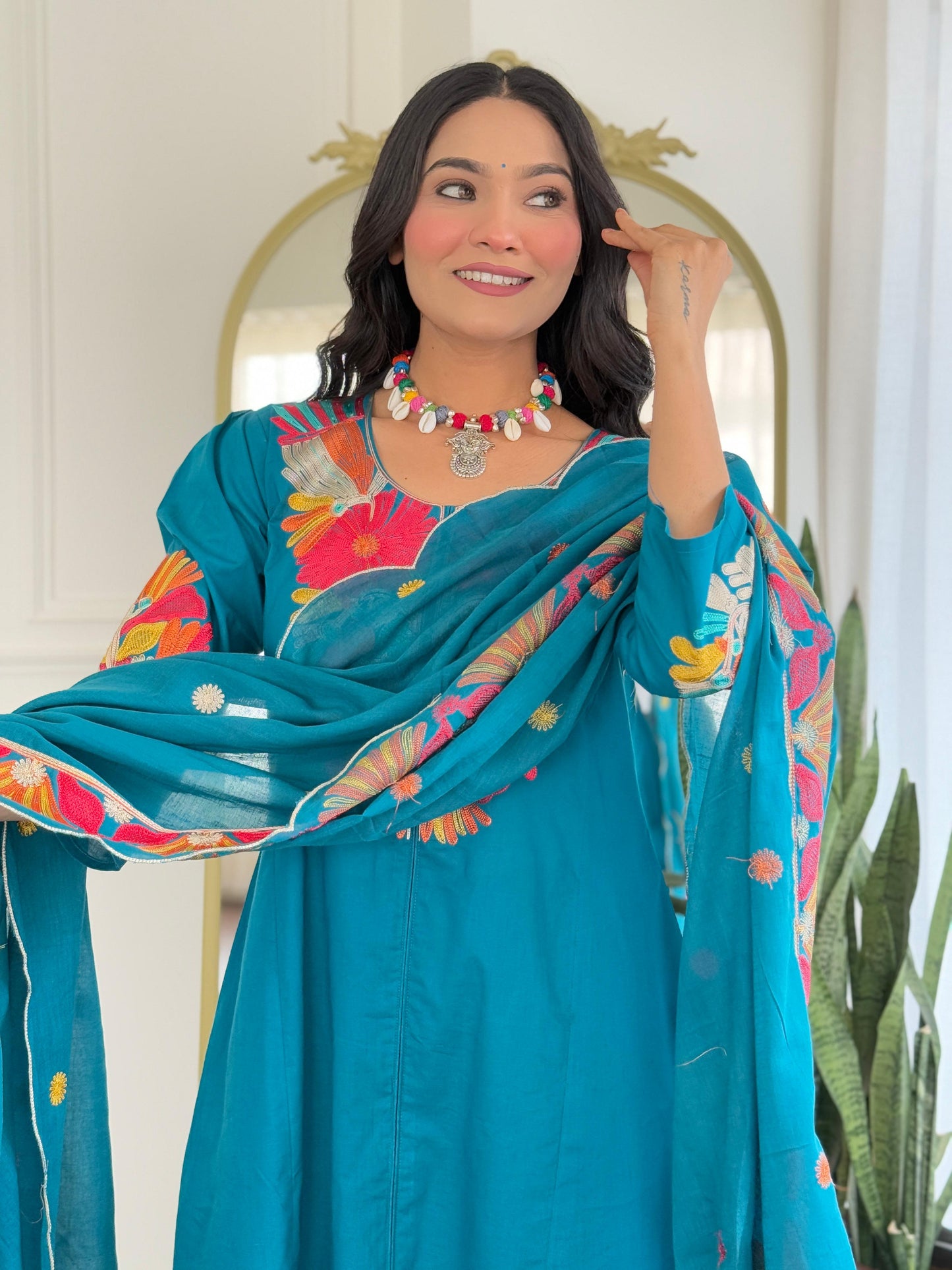 Premium Cotton embroidered suit