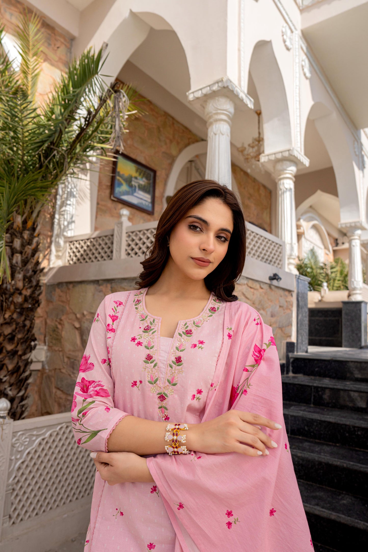 Pink Glow Cotton Suit