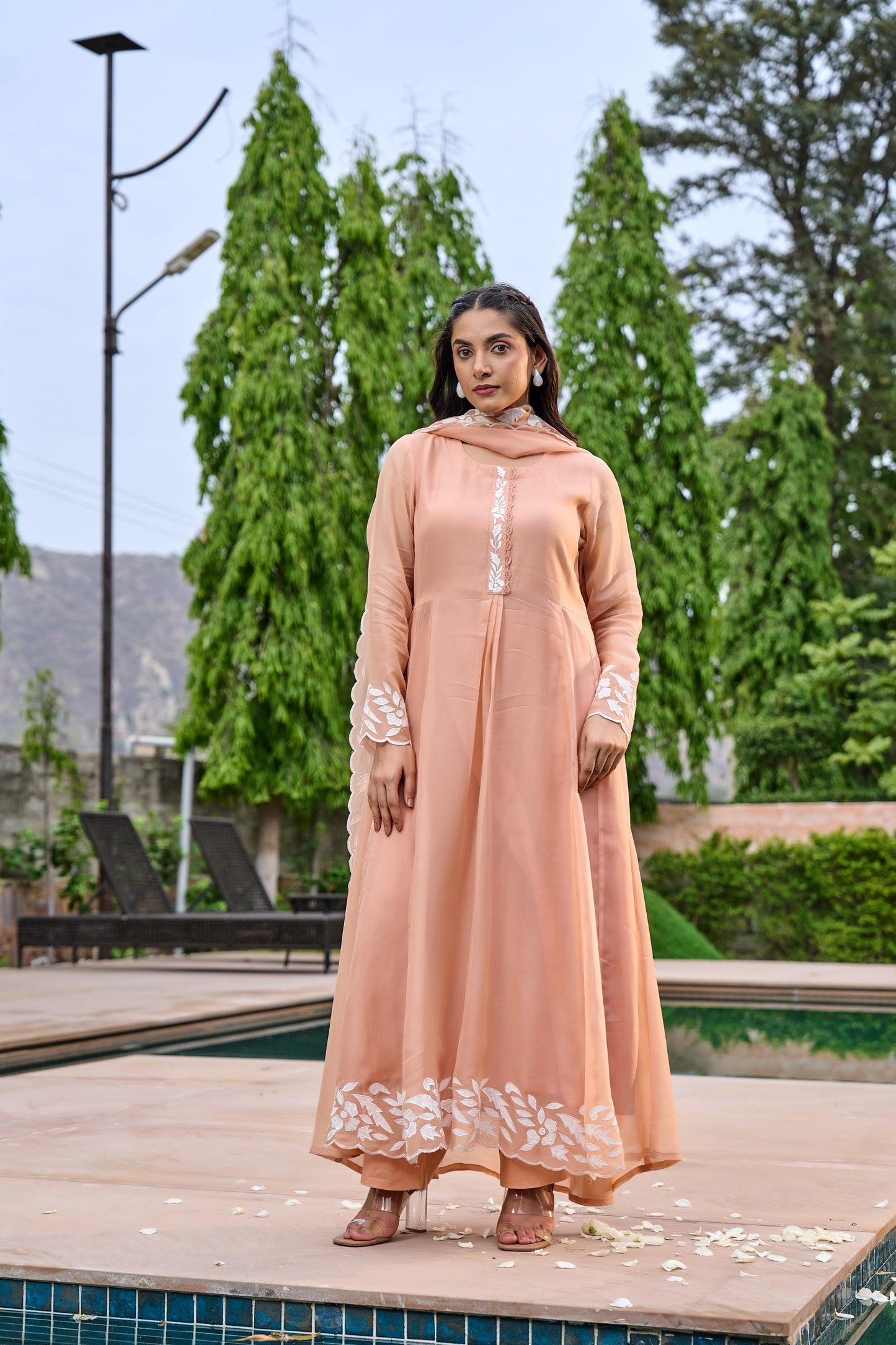 Coral Charm Chanderi Suit Set