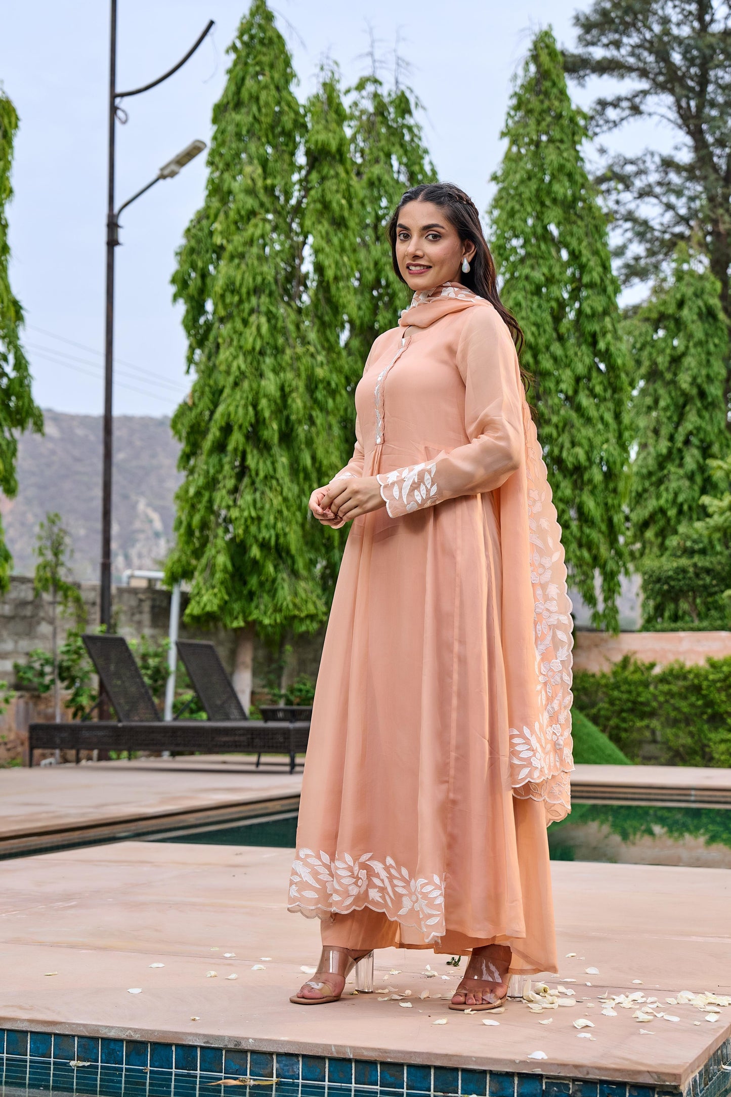 Coral Charm Chanderi Suit Set
