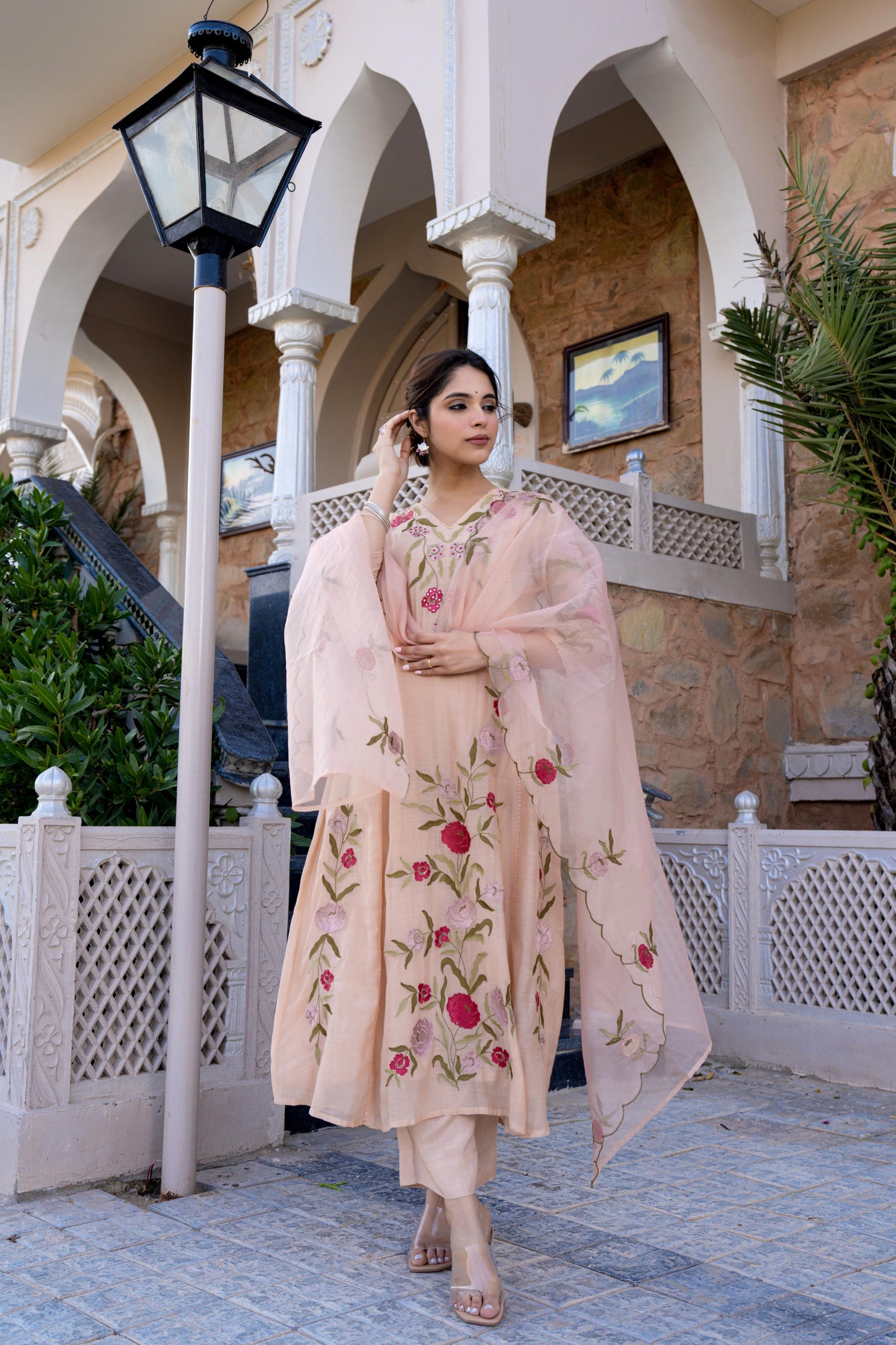 Nude mul chanderi suit