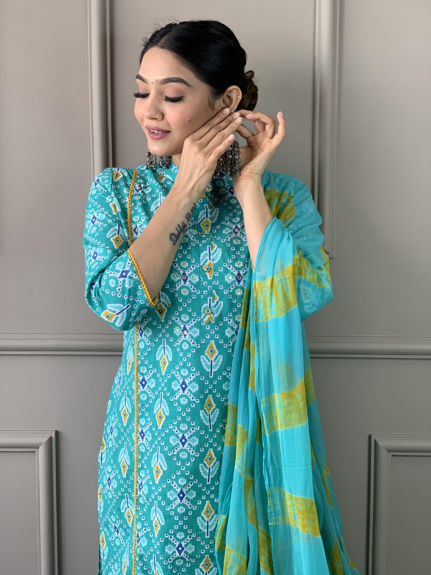 Premium Cotton embroidered suit set