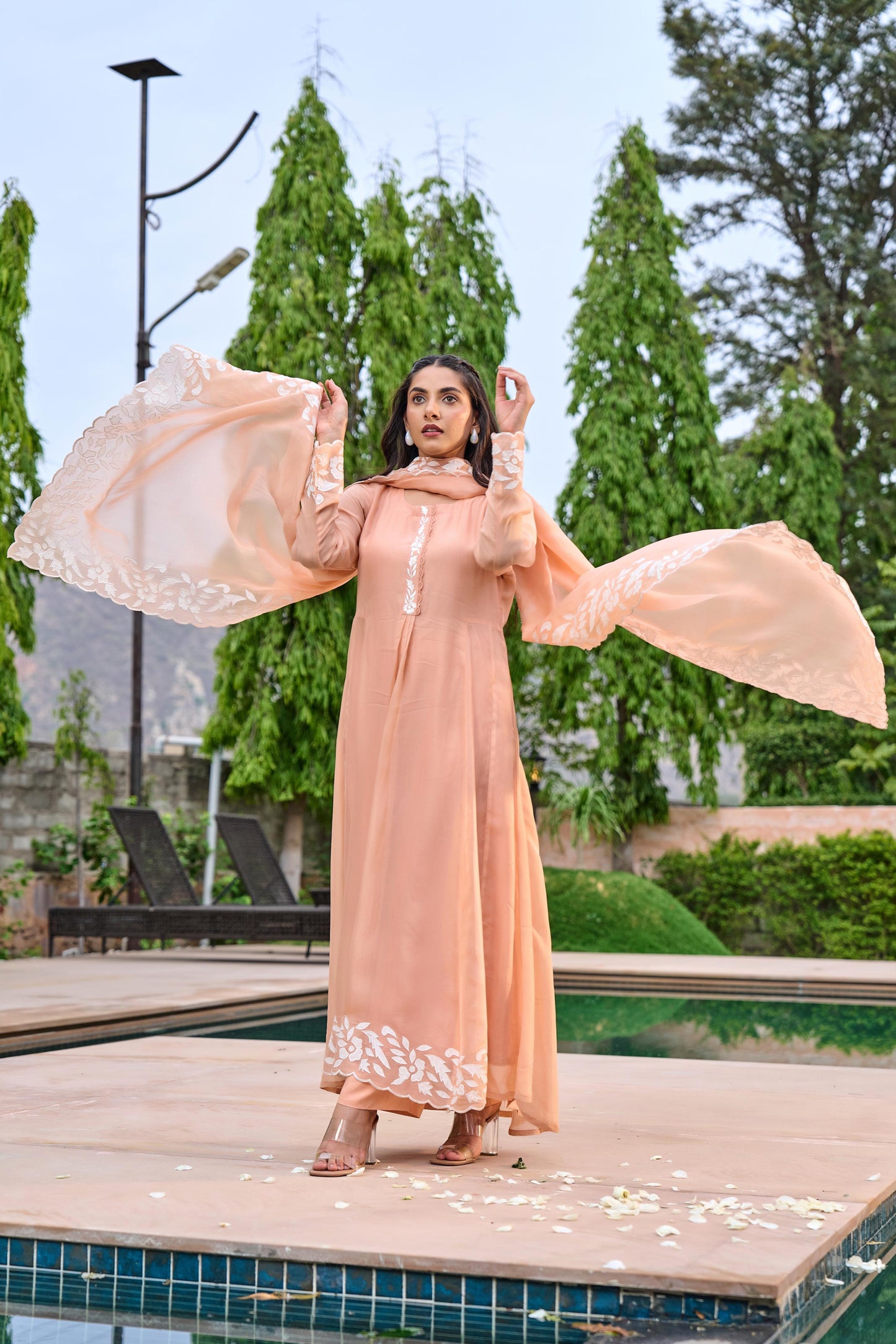 Coral Charm Chanderi Suit Set