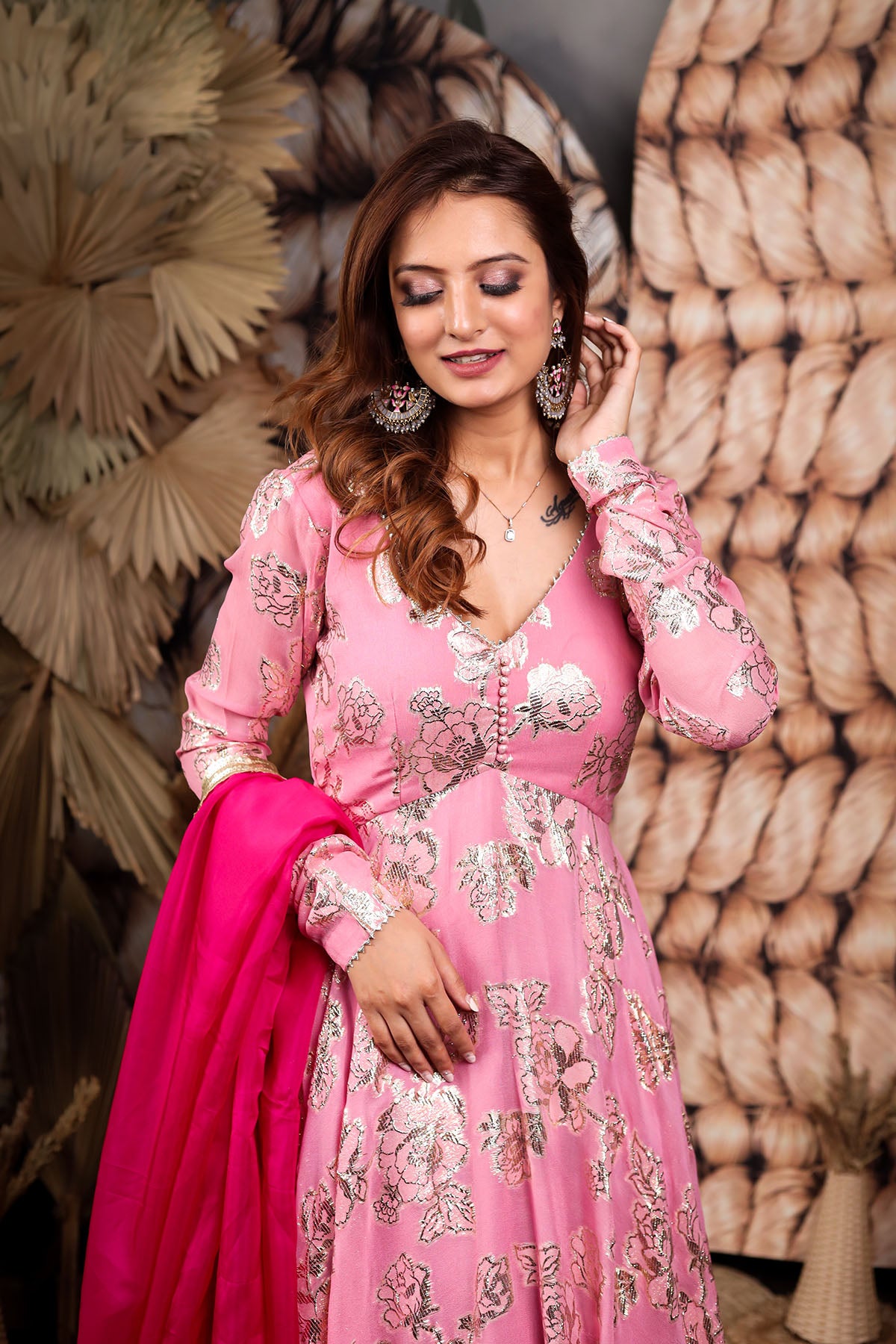 TAFFY JACQUARD ANARKALI DRESS BK611N