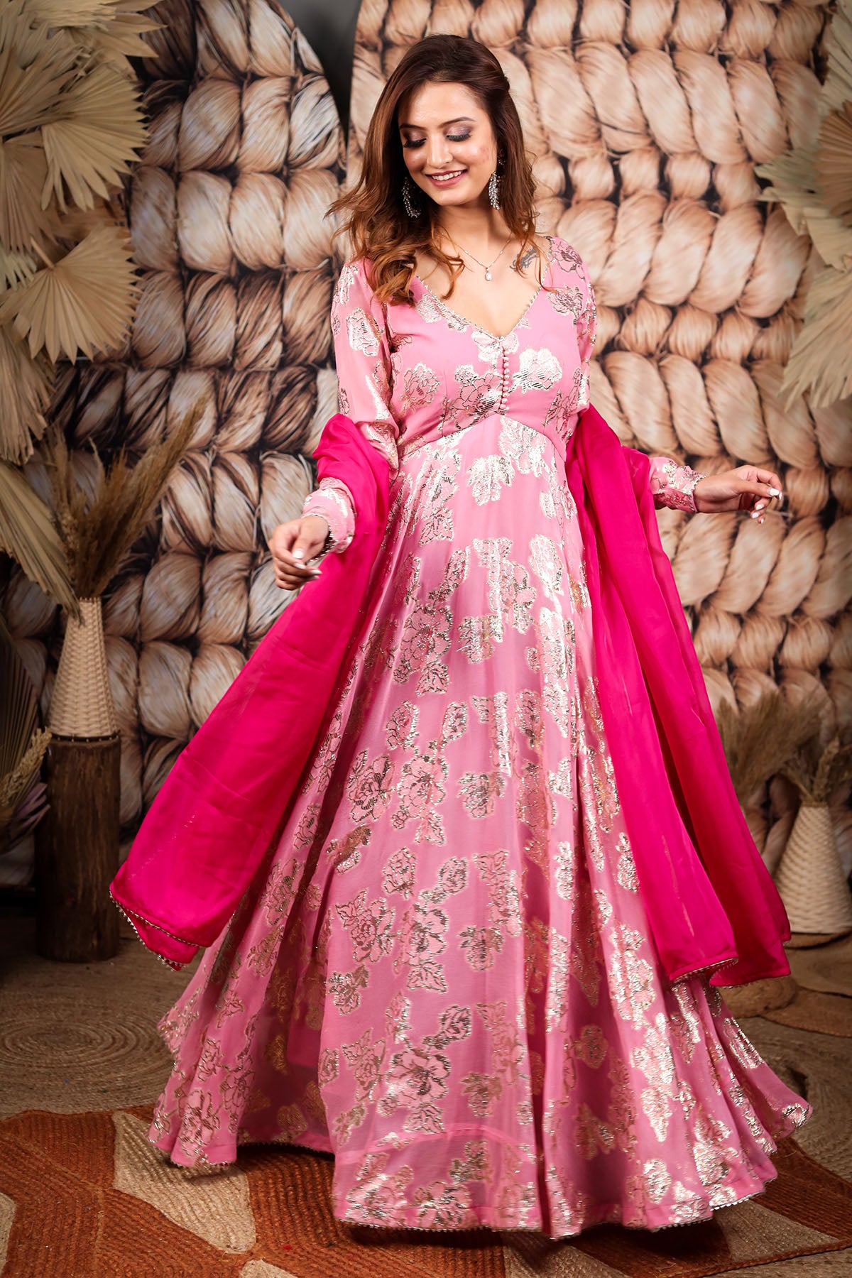 TAFFY JACQUARD ANARKALI DRESS BK611N