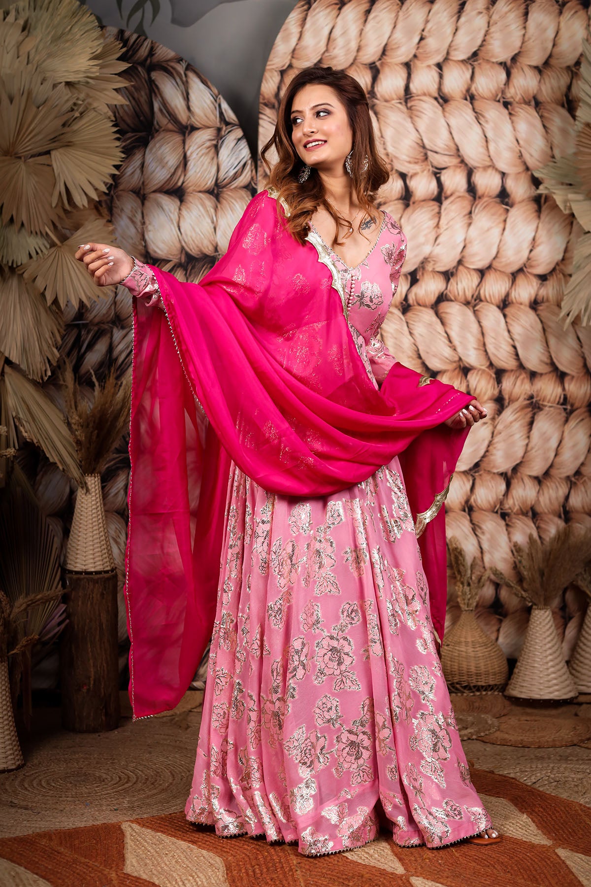 TAFFY JACQUARD ANARKALI DRESS BK611N