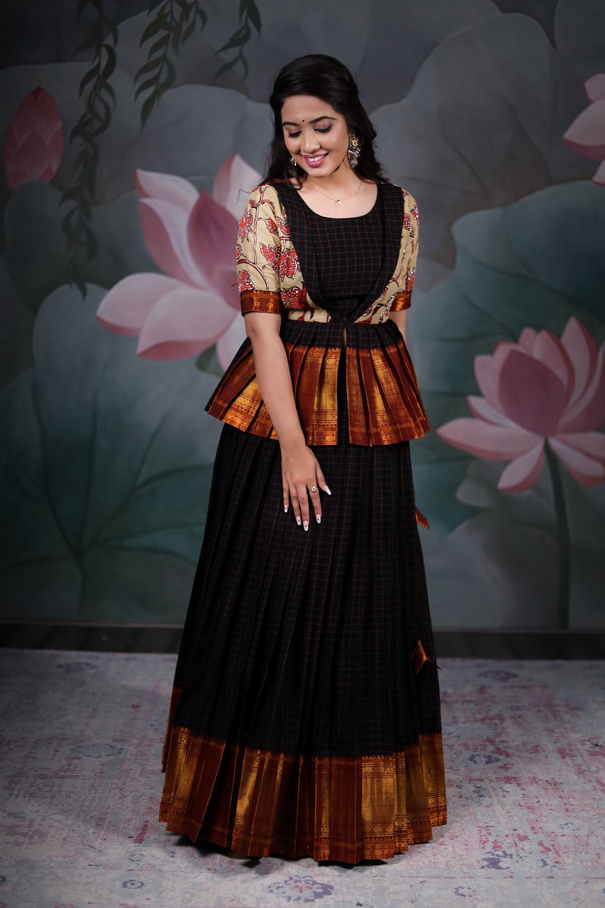 Buy Multi-color Lehenga With Kutchi Blouse With Silk Dupatta Online for  Party, Wedding - Kzari – Kzari - The Design Studio