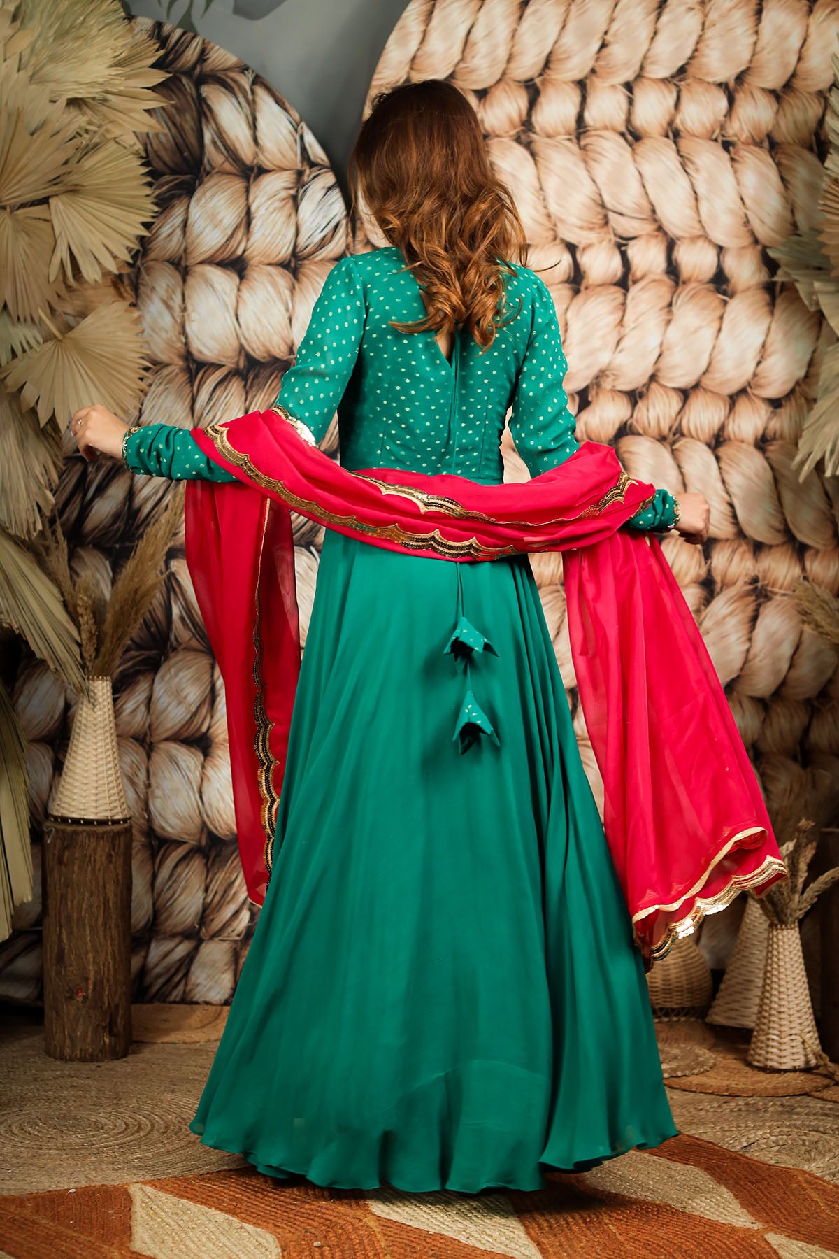 EMERALD GREEN ETHNIC DRESS BK609N – Pinkcloset