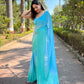 Sky Blue Satin Georgette Saree