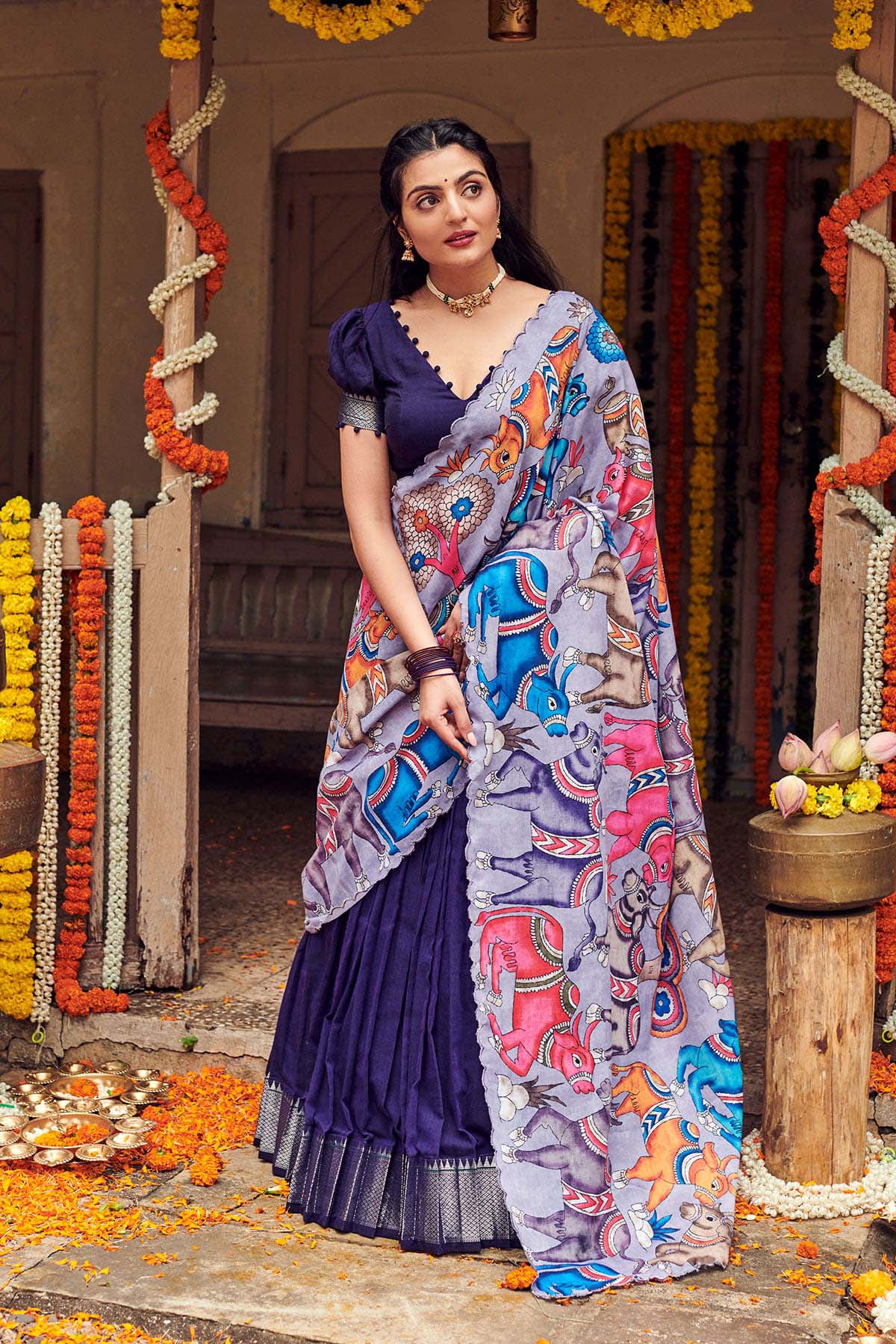 ADMIRAL BLUE NARAYANPET LEHENGA SET BK707N