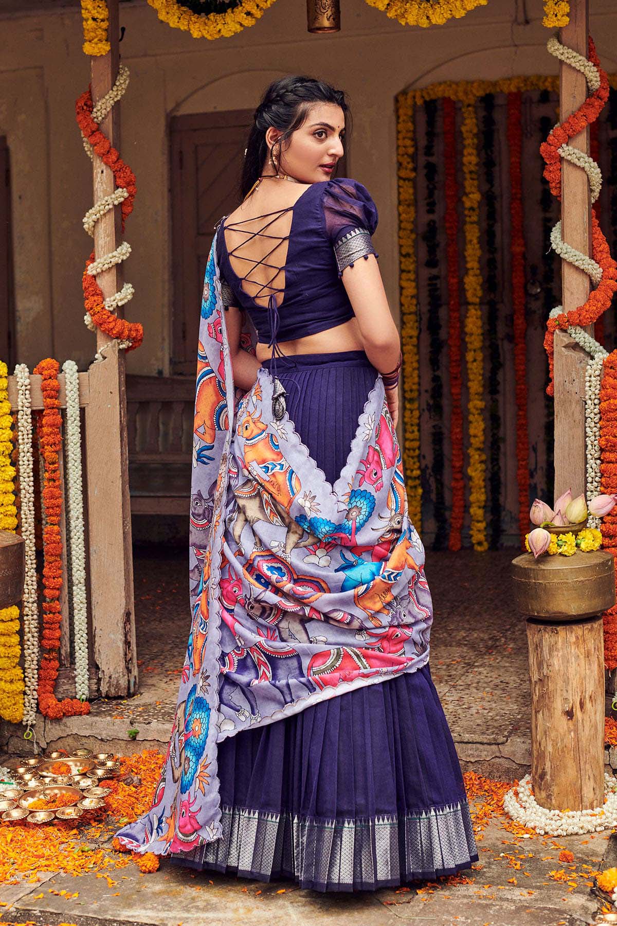 ADMIRAL BLUE NARAYANPET LEHENGA SET BK707N