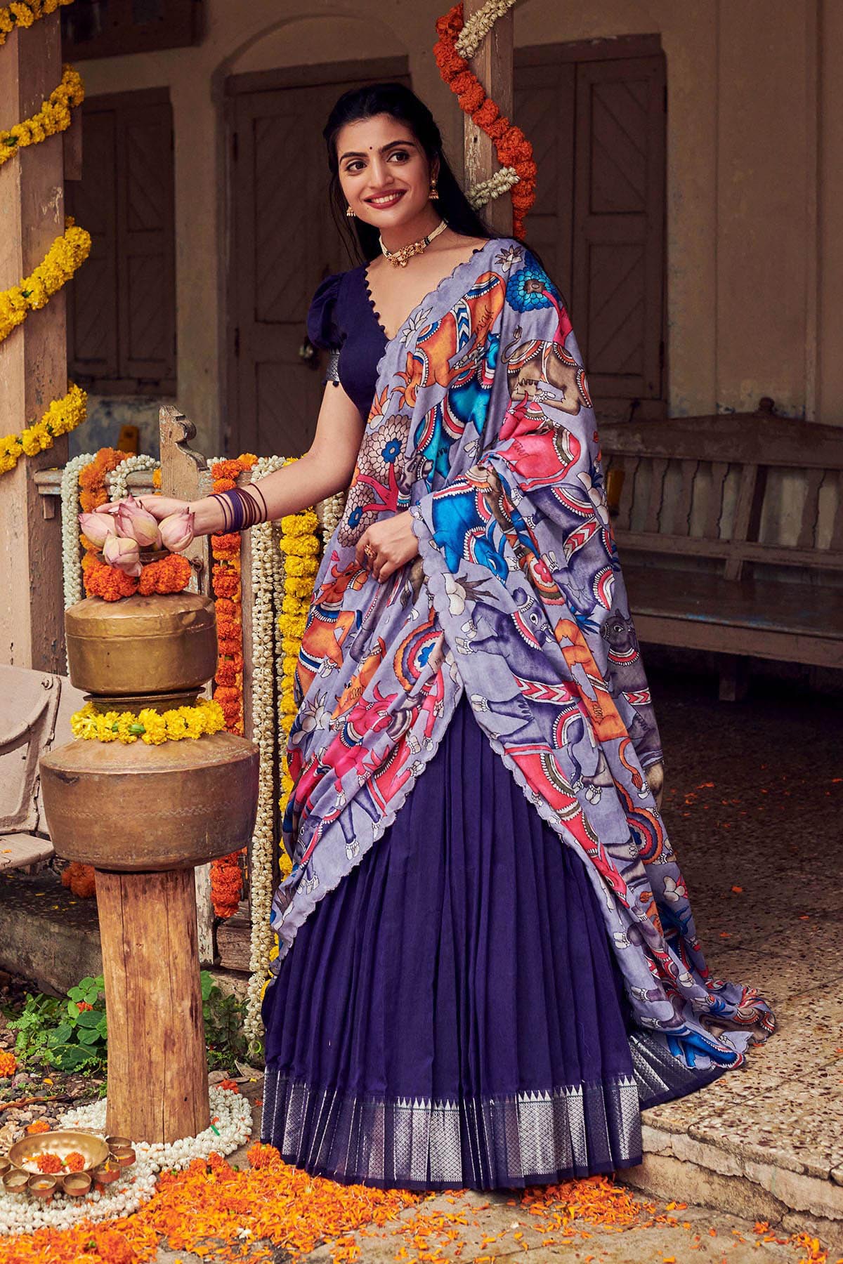 ADMIRAL BLUE NARAYANPET LEHENGA SET BK707N