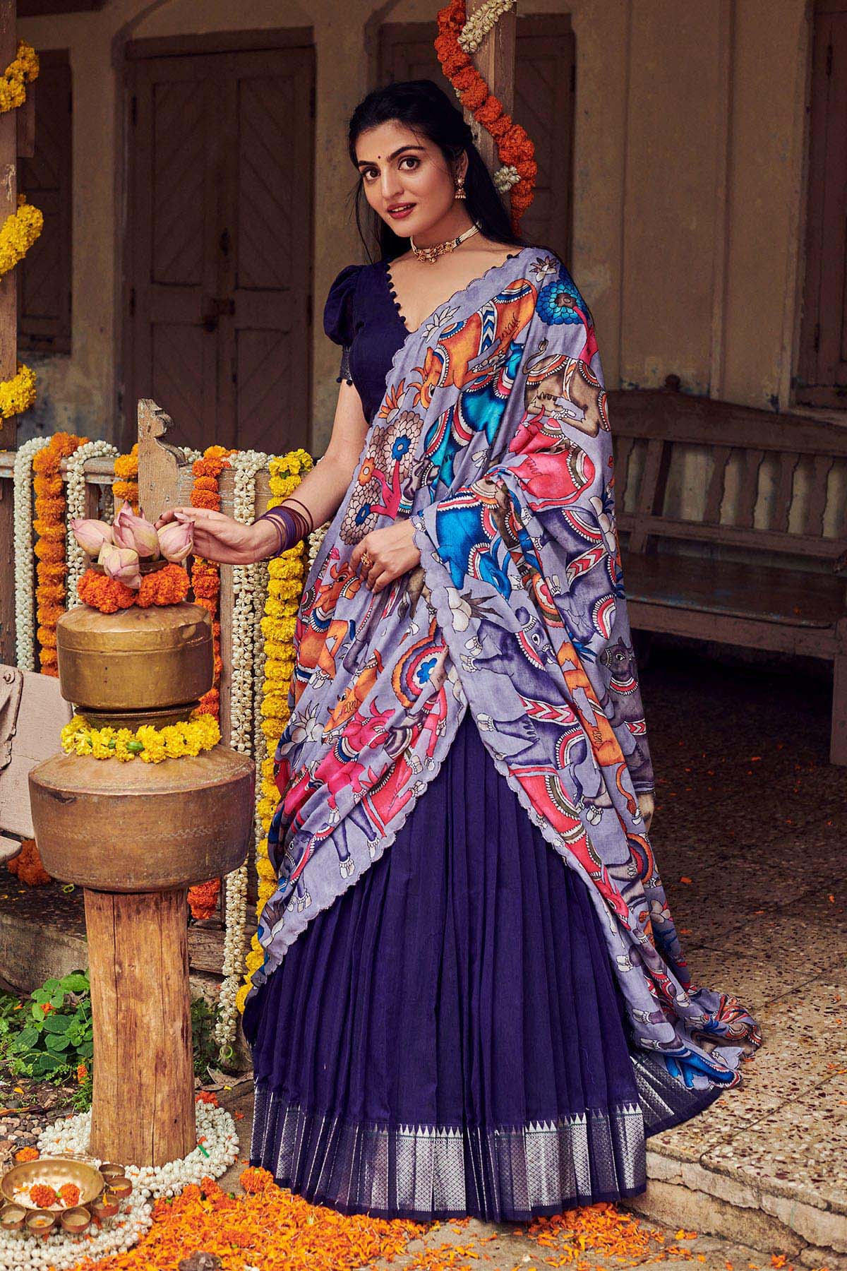 ADMIRAL BLUE NARAYANPET LEHENGA SET BK707N