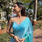 Sky Blue Satin Georgette Saree