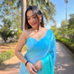 Sky Blue Satin Georgette Saree