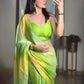 Pista Satin Georgette Saree