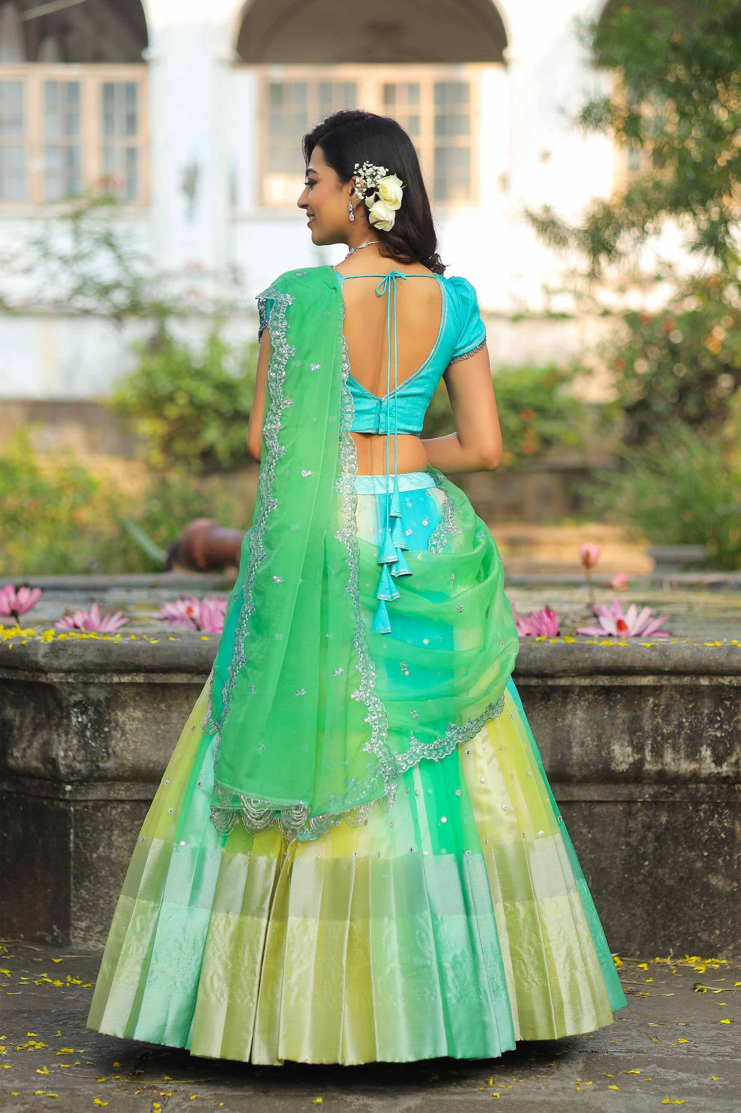 Aasmani Organza Lehenga Set PC777