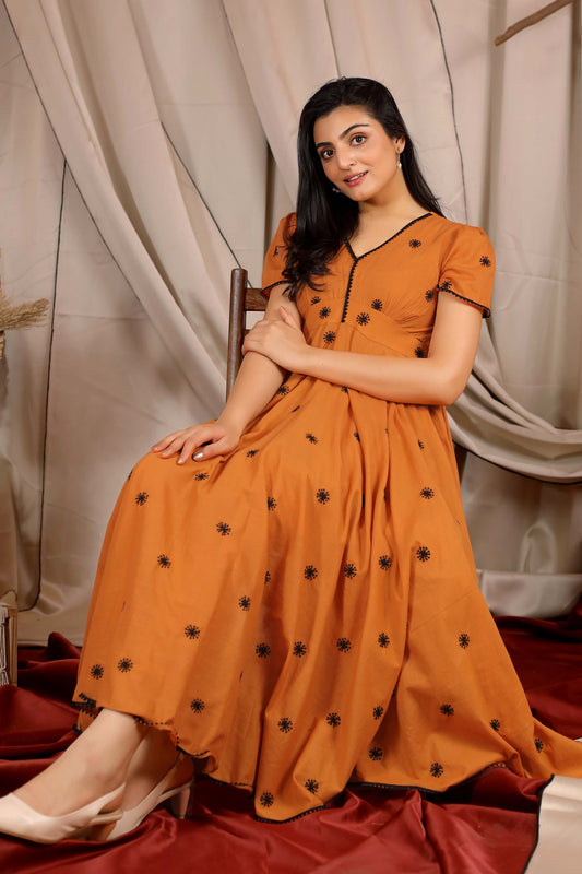 Apricot Summer Dress in Rust PC828N