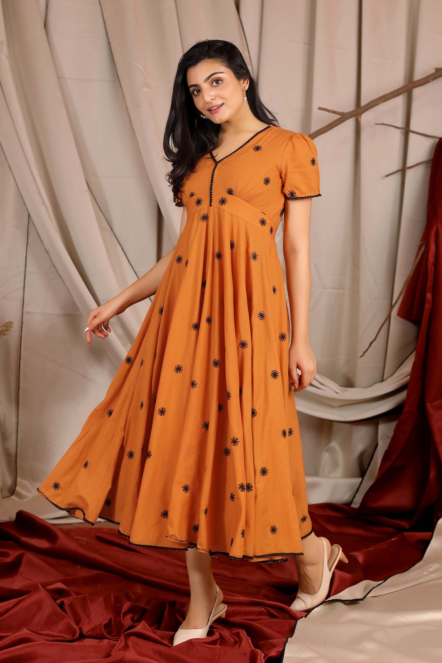 Apricot Summer Dress in Rust PC828N