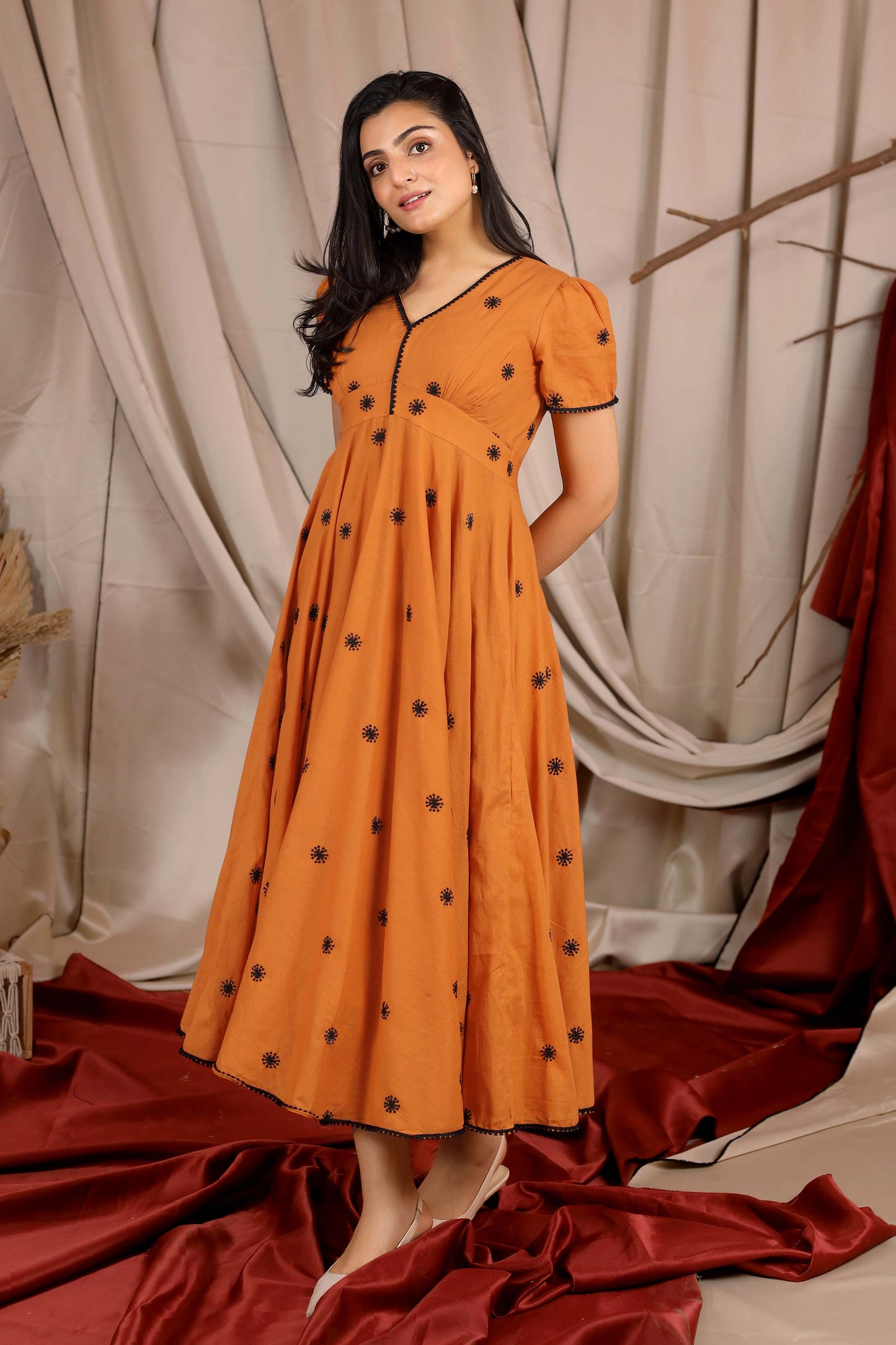 Apricot Summer Dress in Rust PC828N