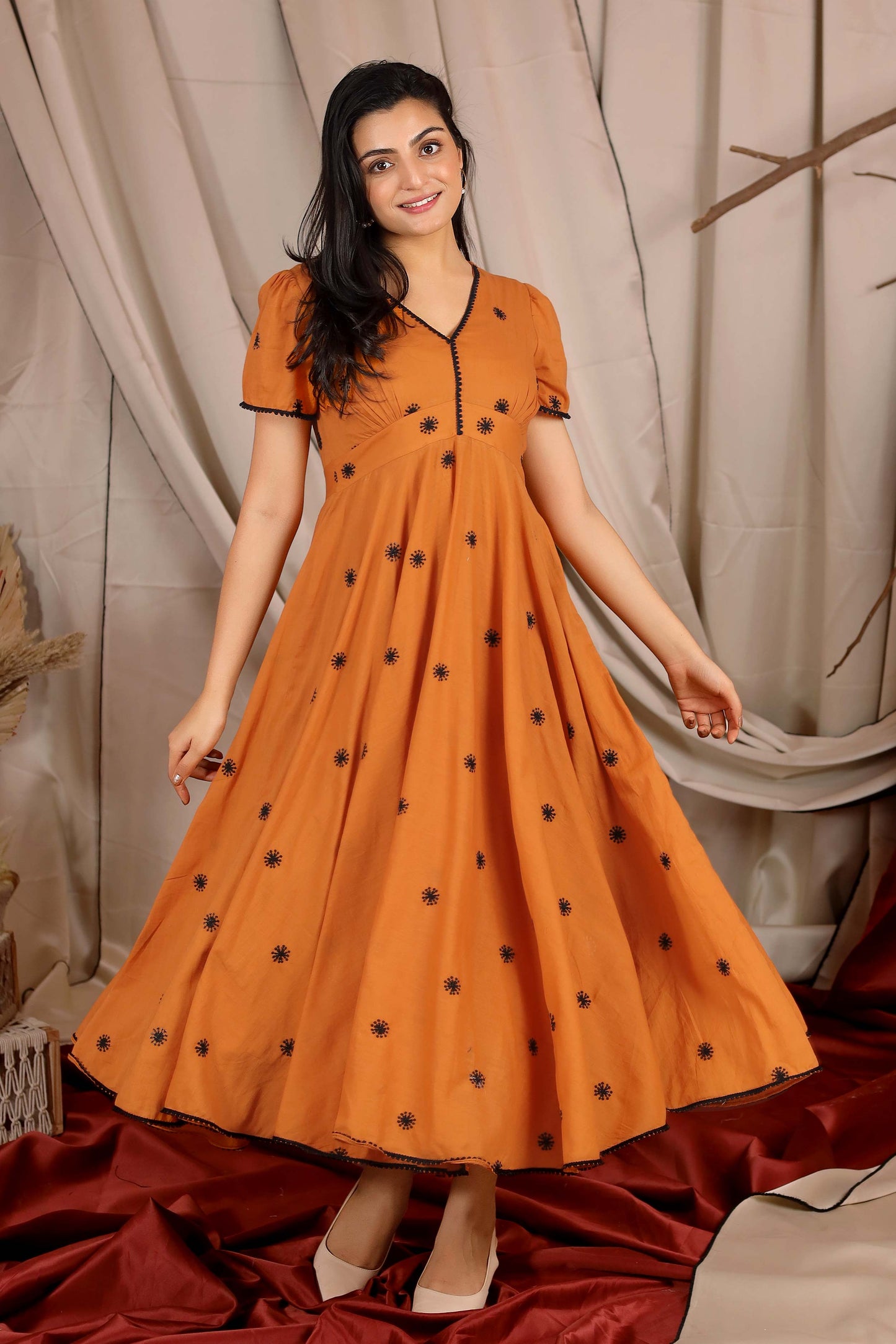 Apricot Summer Dress in Rust PC828N