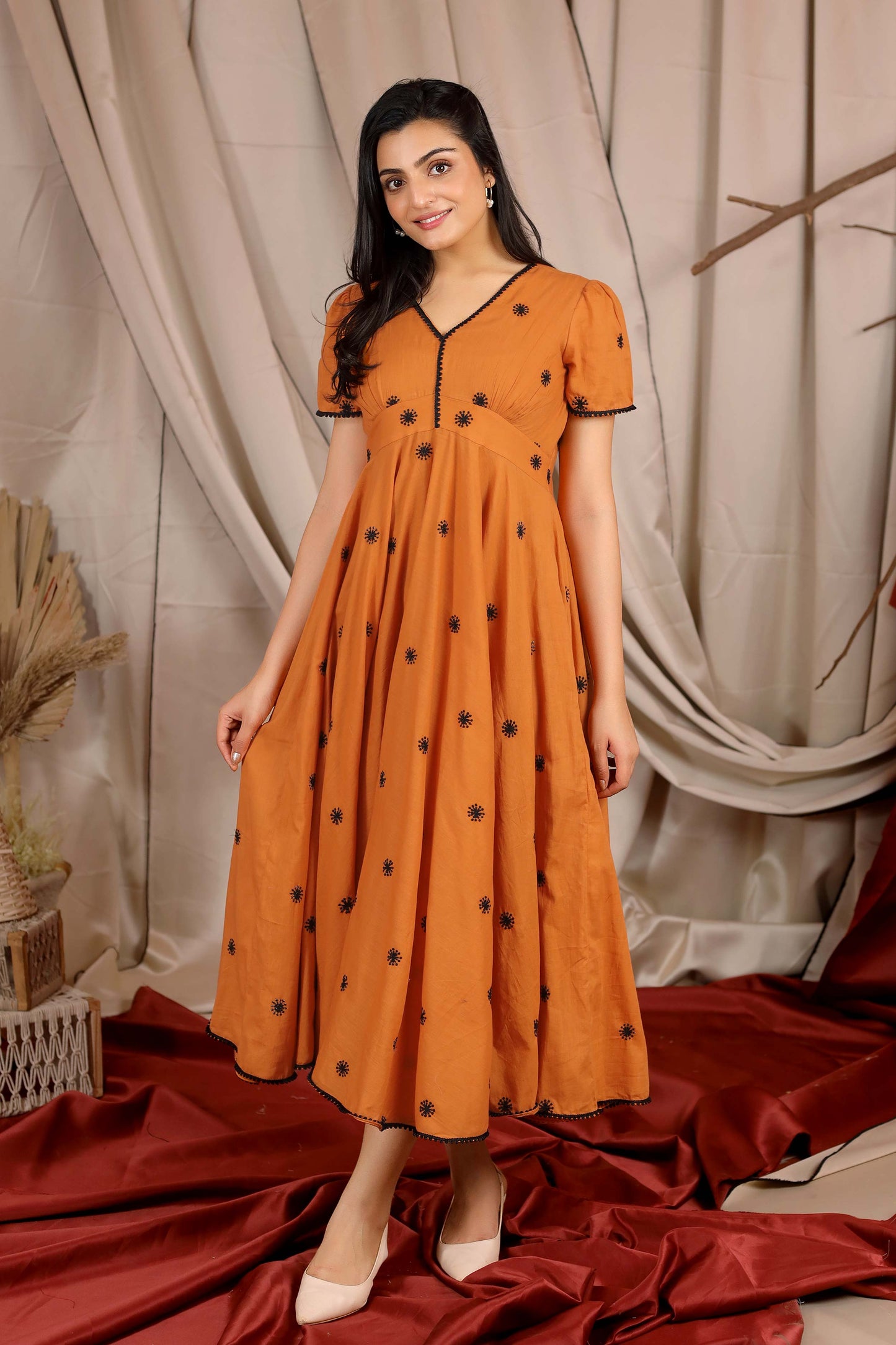 Apricot Summer Dress in Rust PC828N