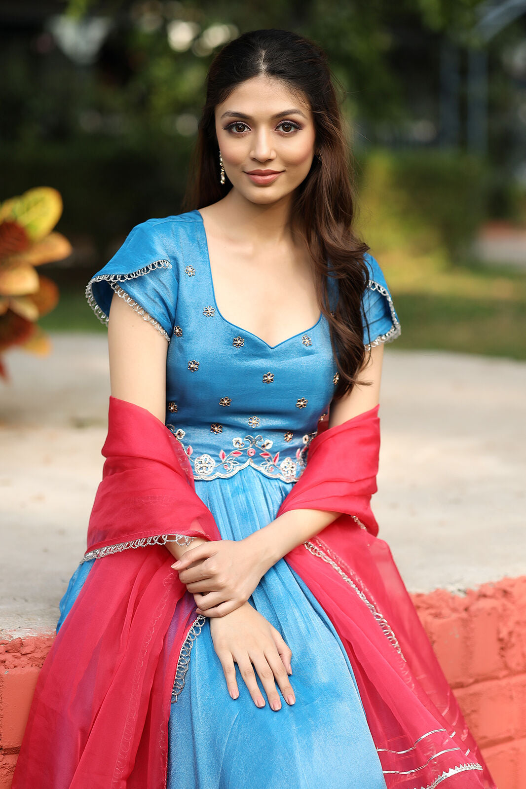 Ariel Powder Blue Tissue Anarkali PC751N