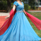 Ariel Powder Blue Tissue Anarkali PC751N