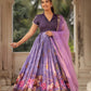 Begani Lavender Floral Silk Anarkali Set PC773