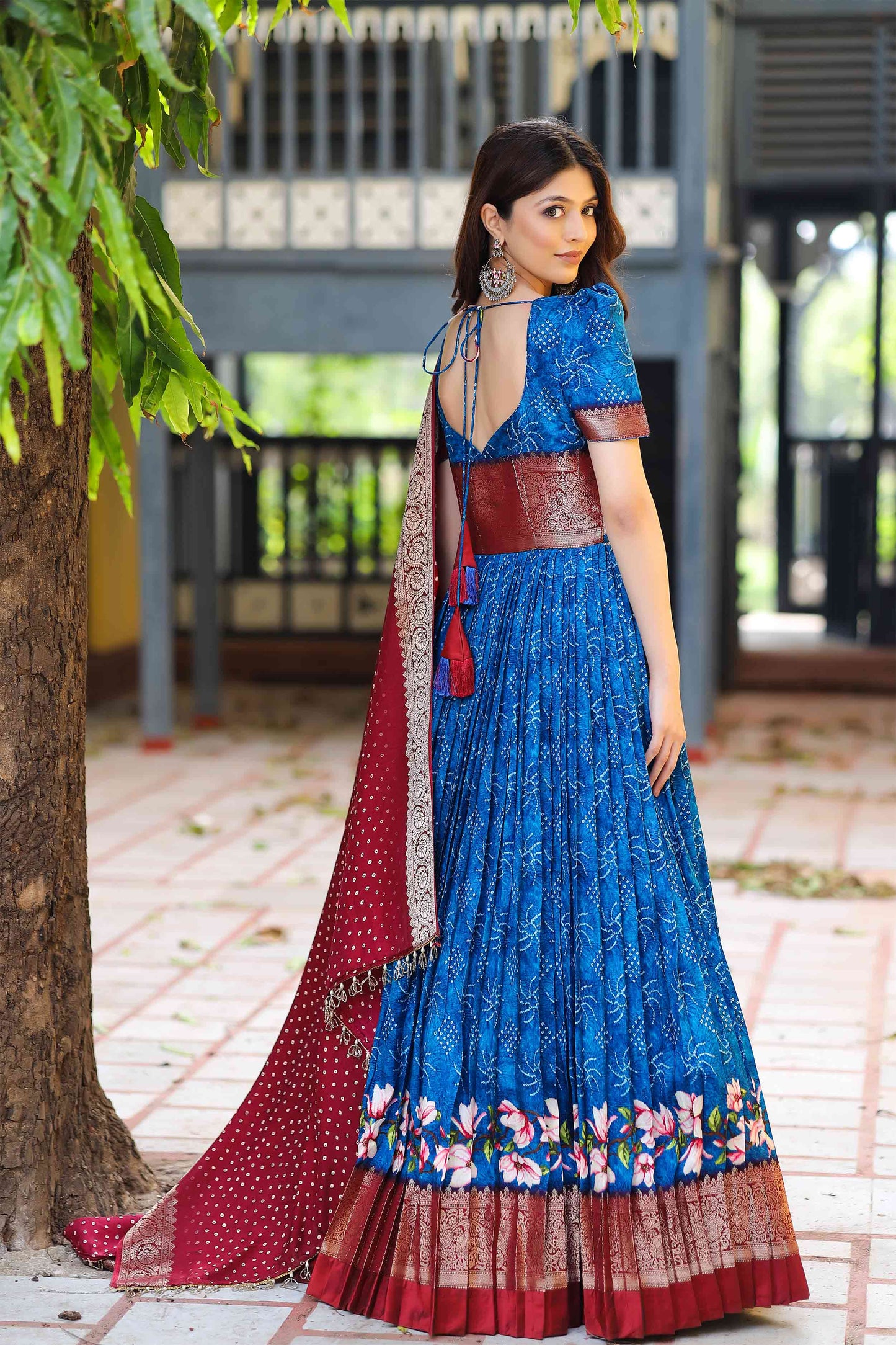 Bit Of Blue Bandhej Anarkali Dress PC731