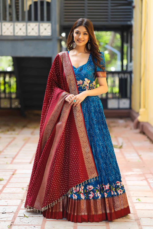 Bit Of Blue Bandhej Anarkali Dress PC731