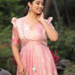 Pink Blooming Jacket Silk Long Frock PC771