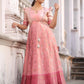 Pink Blooming Jacket Silk Long Frock PC771